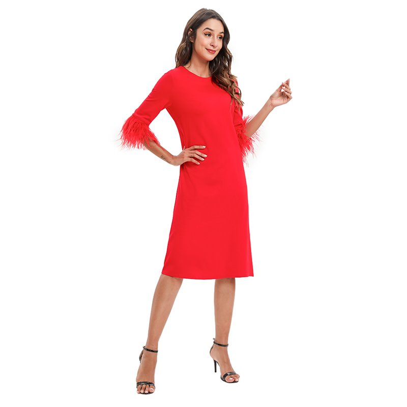 Vestidos Informales Habits De Femmes Summer Loose Solid Color Tassel Sleeve Knee Length Elegant Ladies Casual Dress