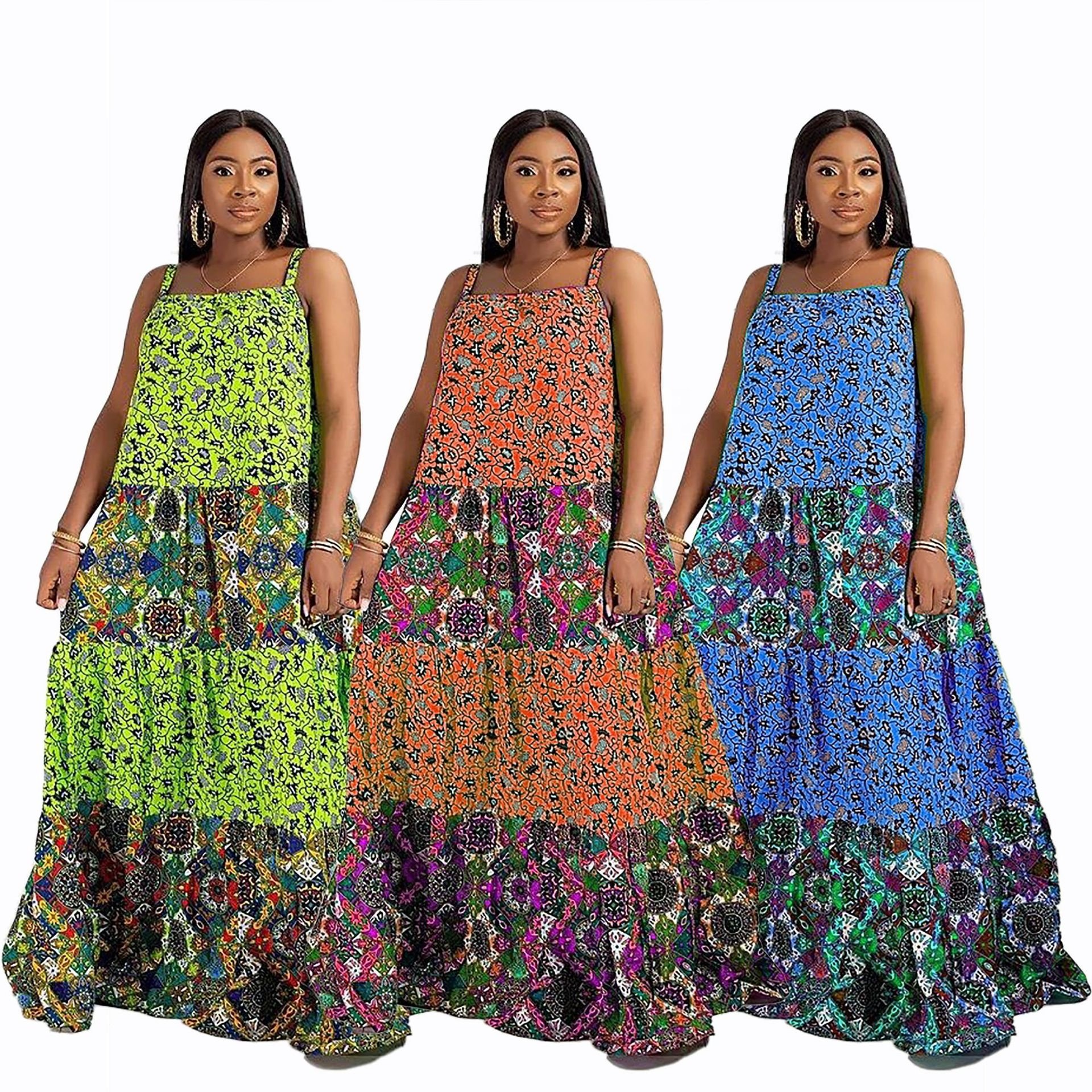 fashion african plus size casual dresses women summer print casual dress african printed dress
