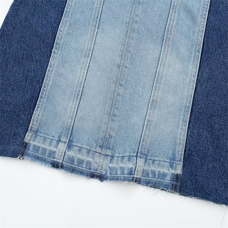 TAOP&ZA women's clothing 2024 early autumn new European and American style round neck sleeveless patchwork denim dress 6688006