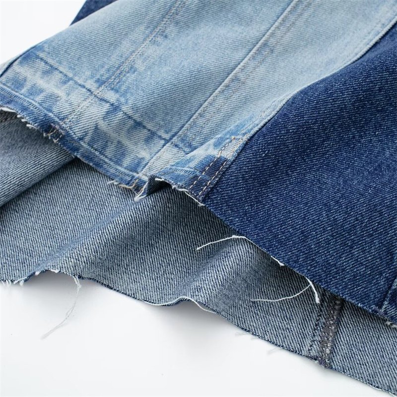 TAOP&ZA women's clothing 2024 early autumn new European and American style round neck sleeveless patchwork denim dress 6688006