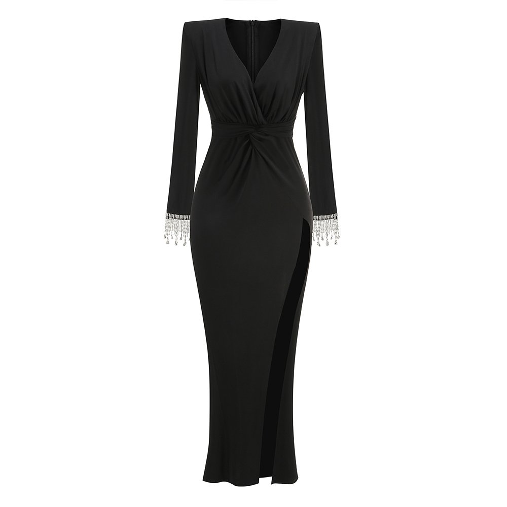 Top Quality Long Sleeves Women Celebrity Party Nightclub Fashionable Long Evening Dresses