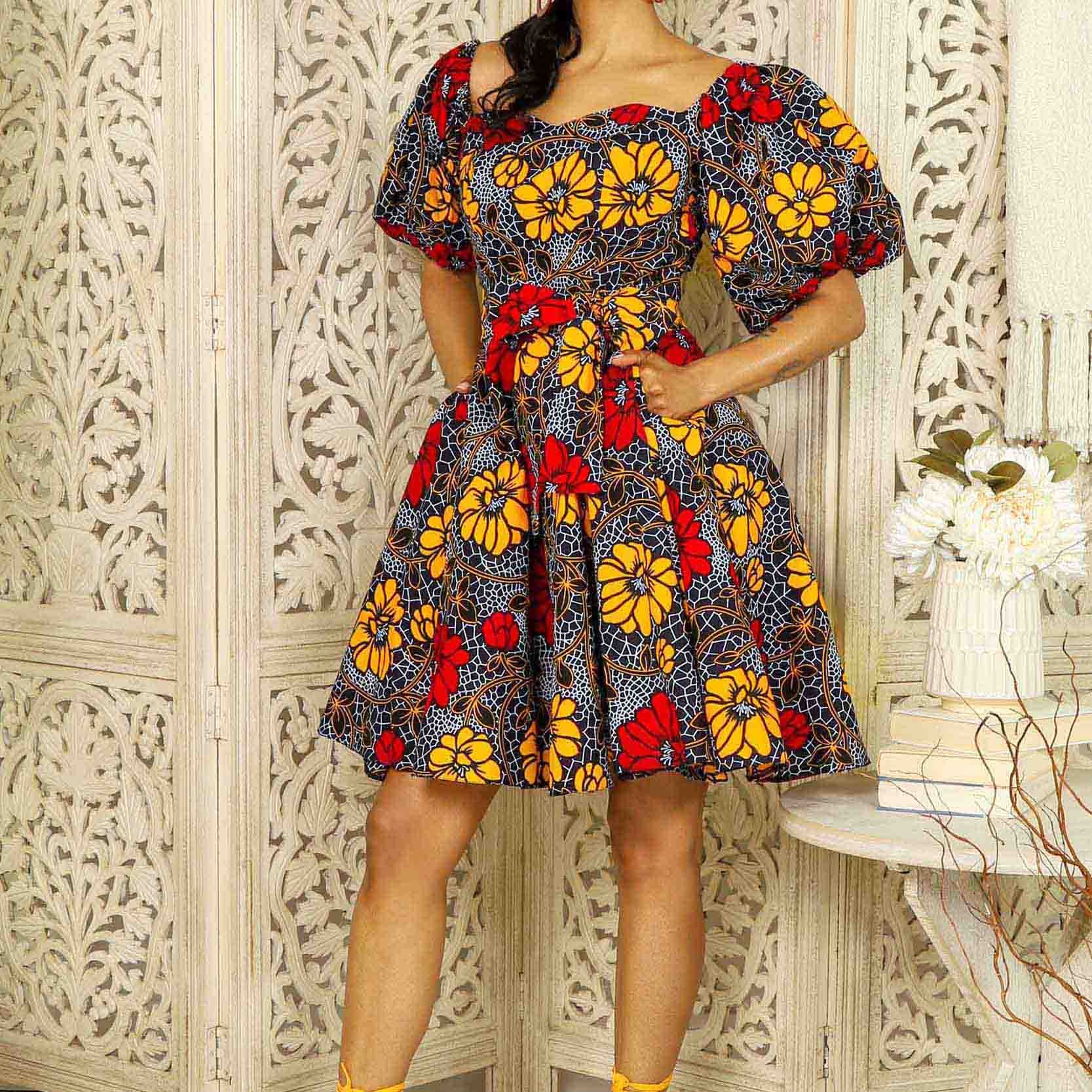 Holiday Mini Off Shoulder African Off Shoulder Casual Dress Printed Ruffle Women Dress