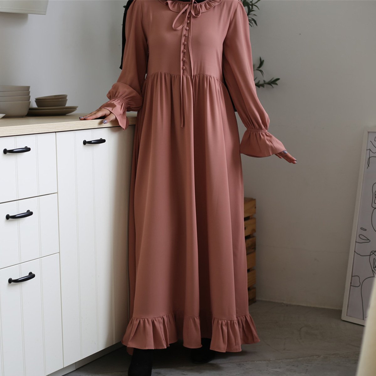 New design dubai abaya gallery abaya girls muslim dress long hijab o'rash islamic urban clothing Dubai