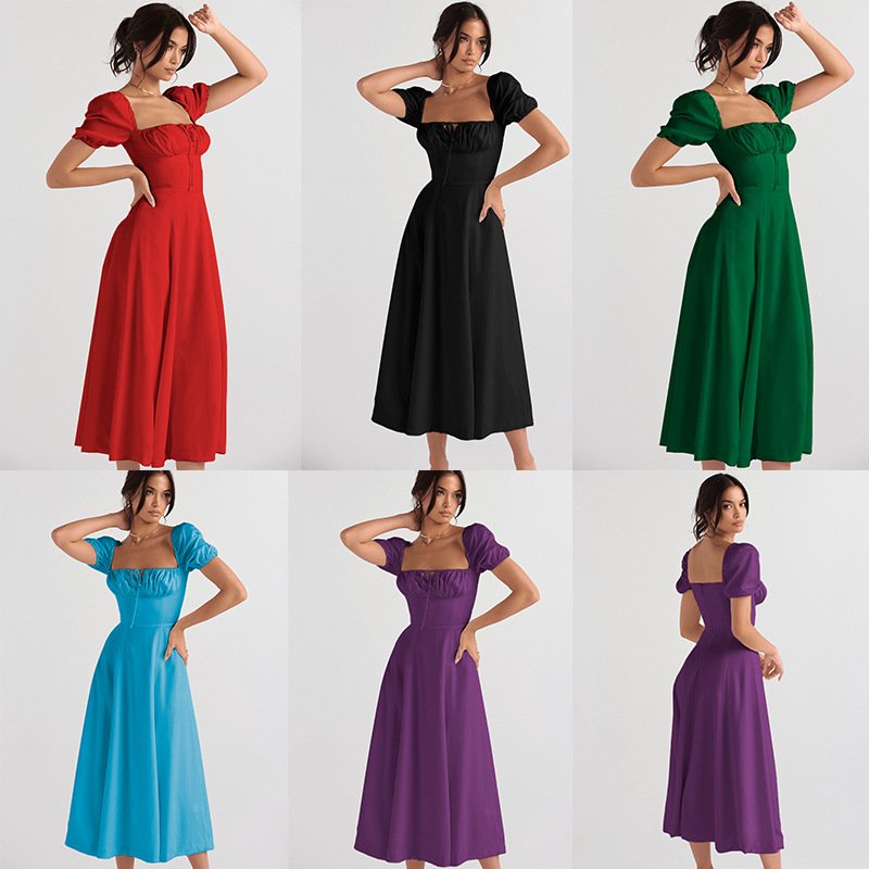 2024 Women clothes France Style printing vintage backless Slip dress summer casual dresses draped long women luxury dress