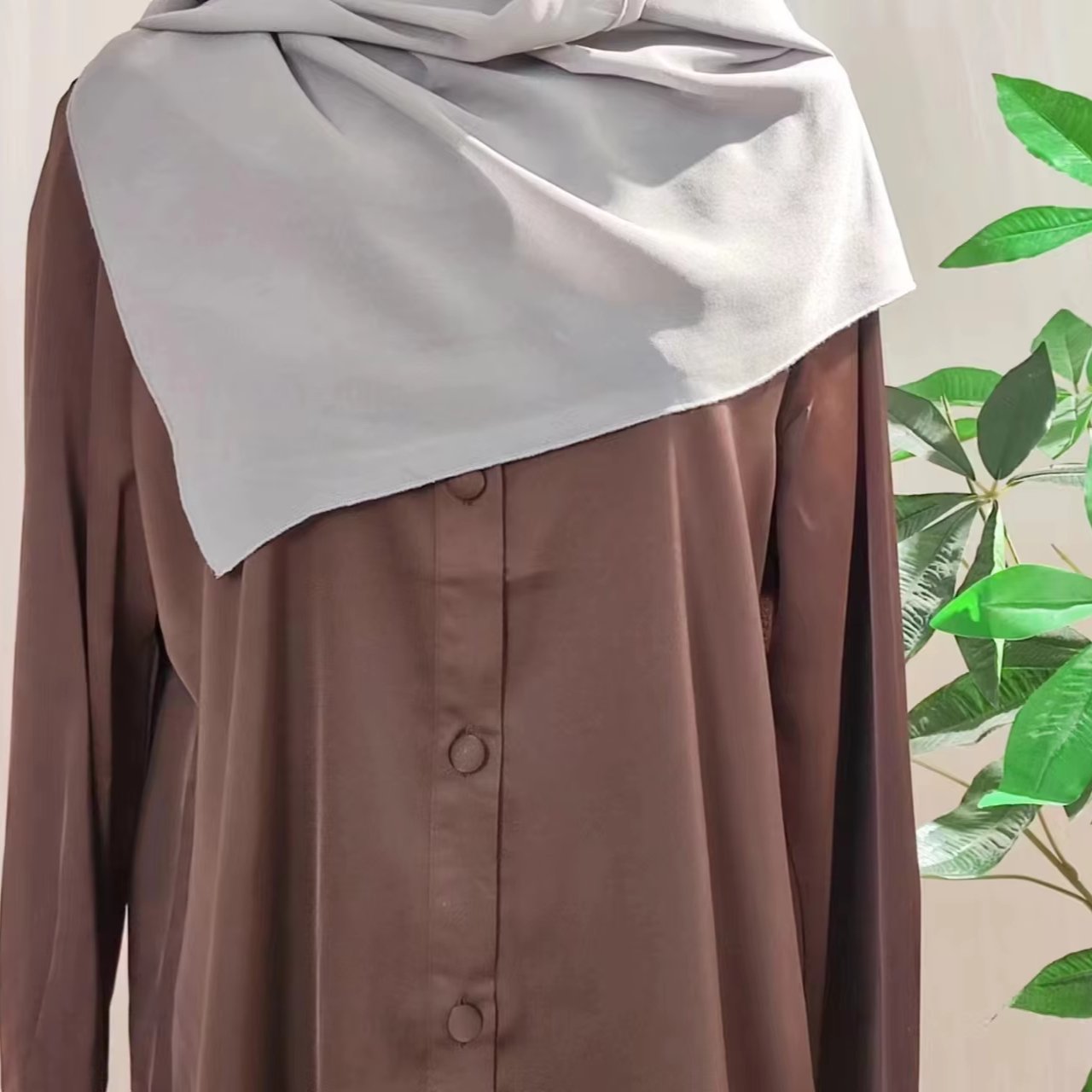 RO165 R Elegant Islamic Clothing Modest Dresses Abaya Muslim Women Satin Top and Skirt 2 Piece Abaya Set Casual Dresses