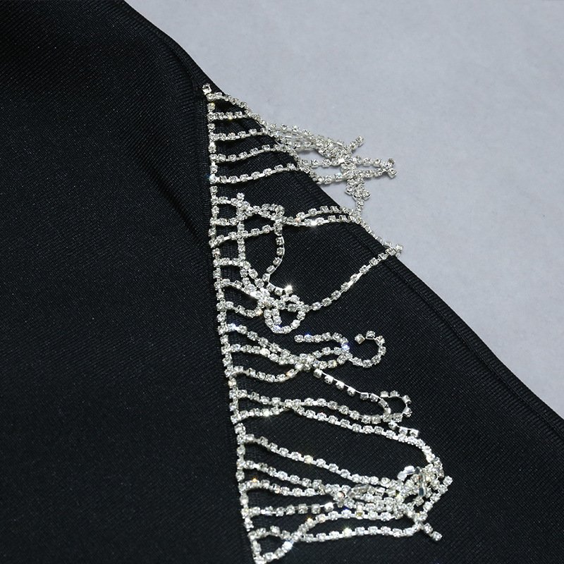 Custom Sleeve Elegant Dress Birthday Body Tight Fashion Women's Party Black Elegant Bandage Dress