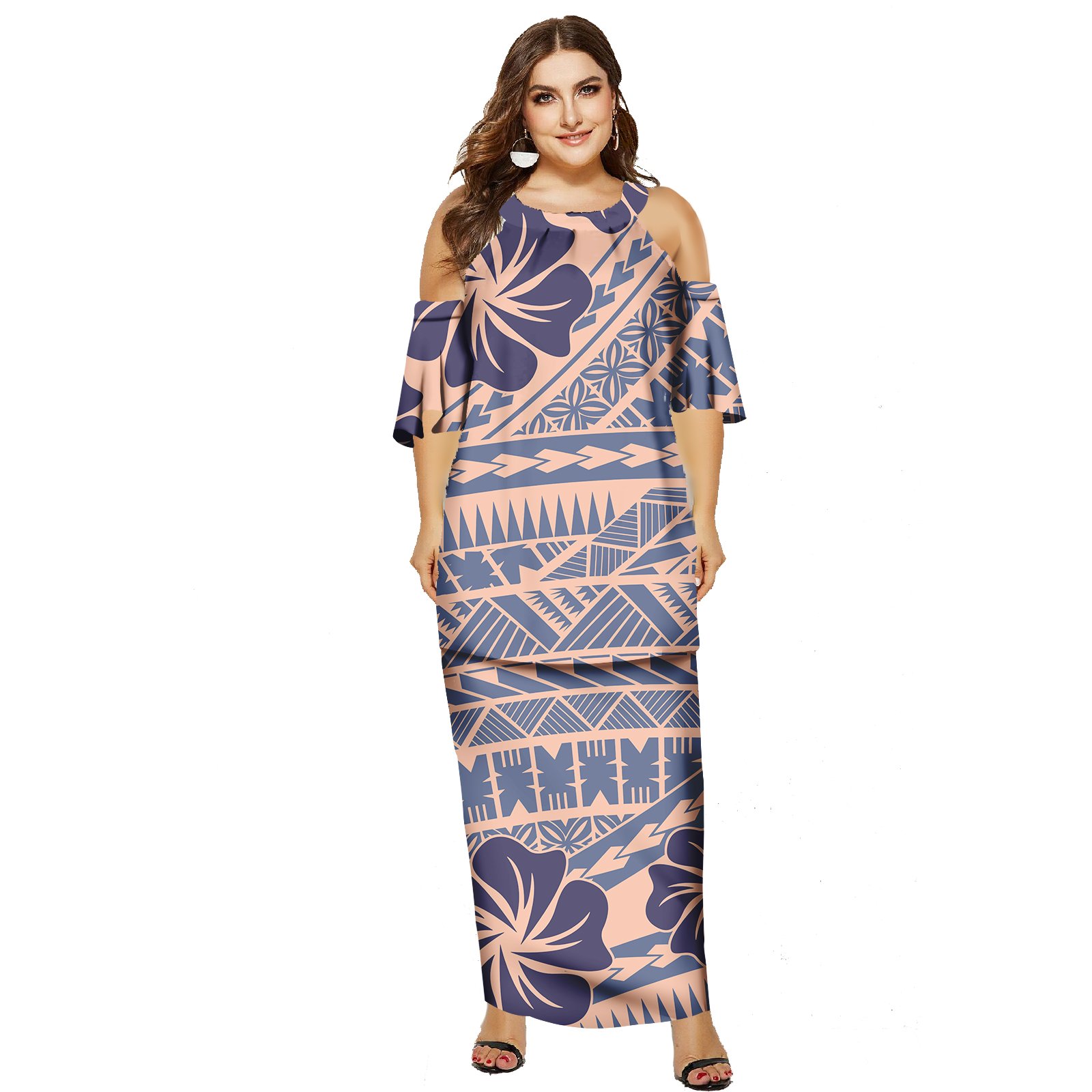 Tribal Design Custom Long Dress Polynesian Flowers Plus Size Samoan Dress Printed Womens Clothing Female