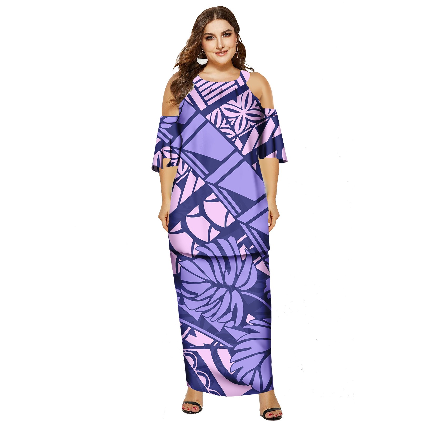 Tribal Design Custom Long Dress Polynesian Flowers Plus Size Samoan Dress Printed Womens Clothing Female