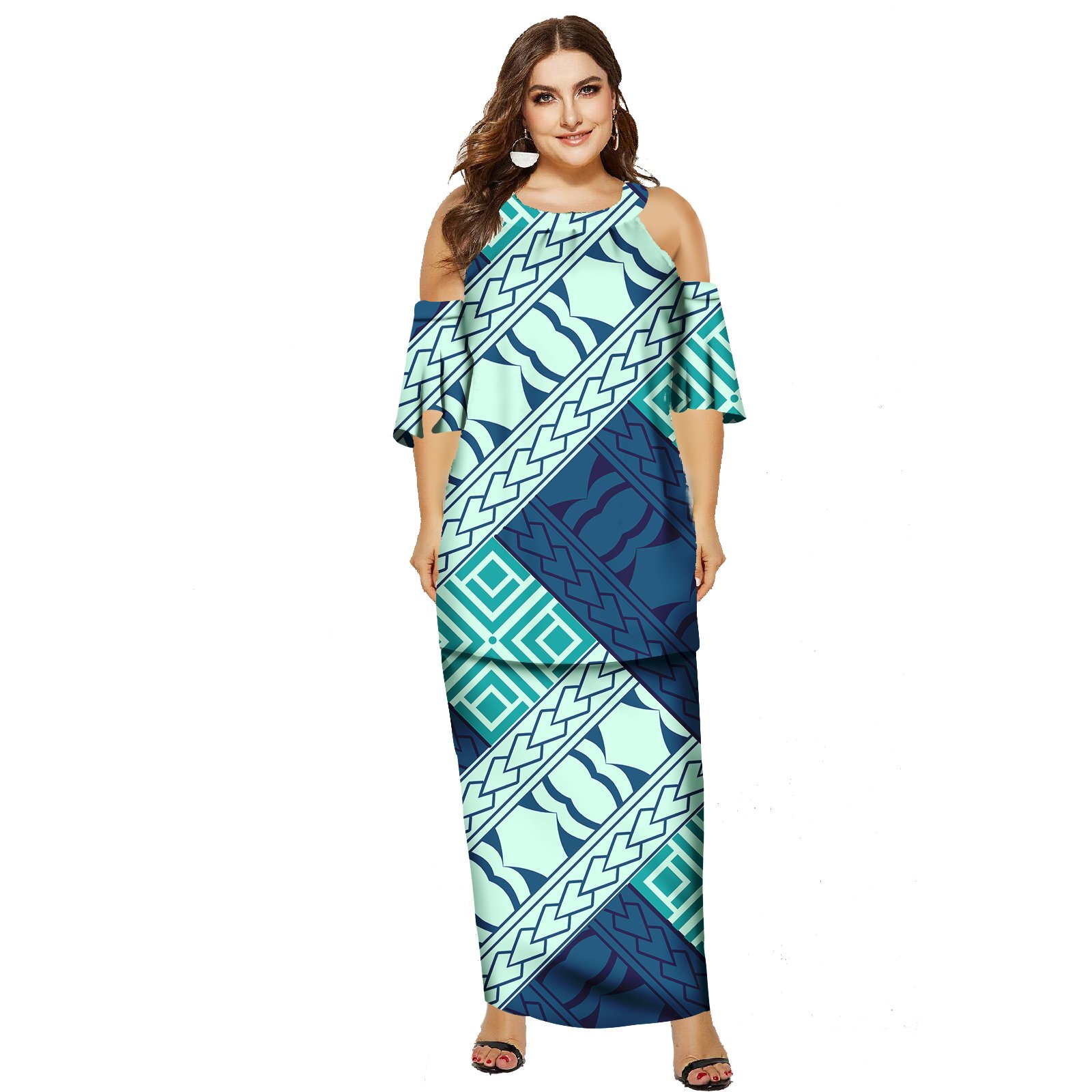 Tribal Design Custom Long Dress Polynesian Flowers Plus Size Samoan Dress Printed Womens Clothing Female