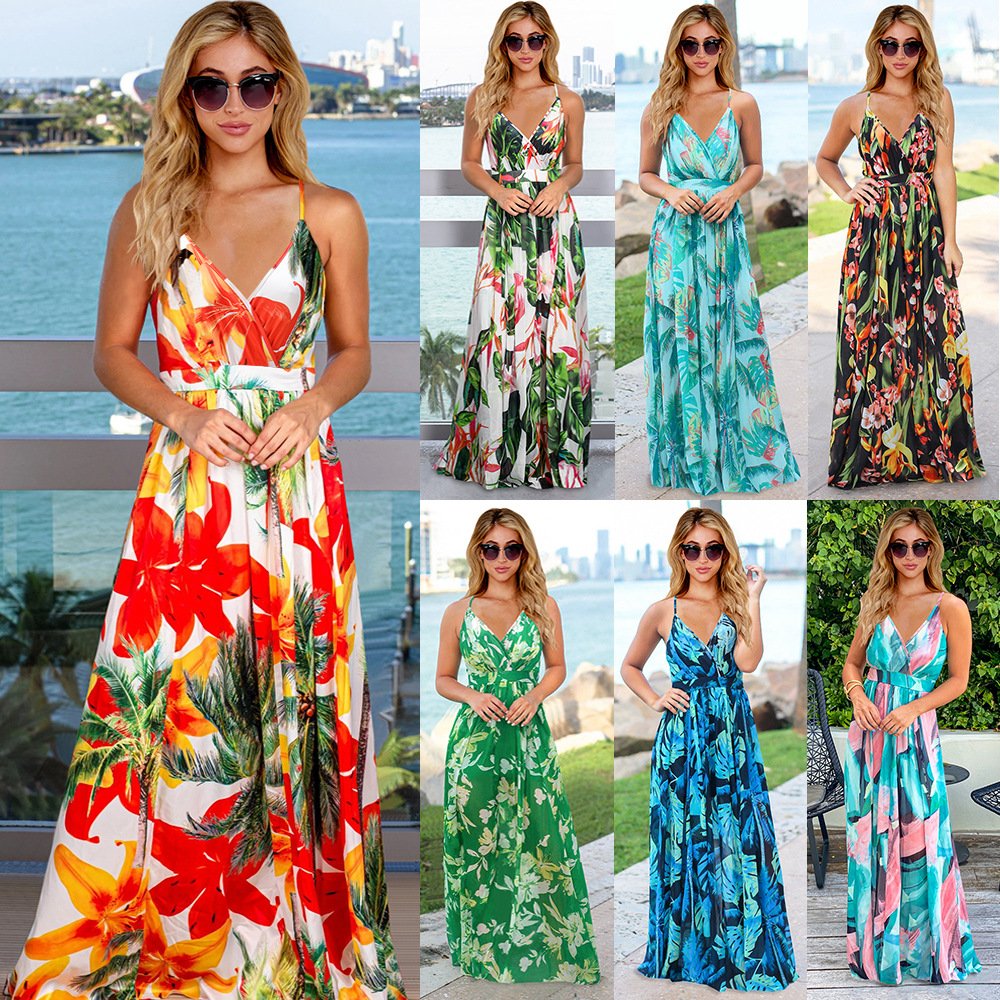 2022 Summer Spring Printed Flower Women's Dress Ethnic Sleeveless Patchwork Long Women Maxi Bohemia Girls Casual Dresses