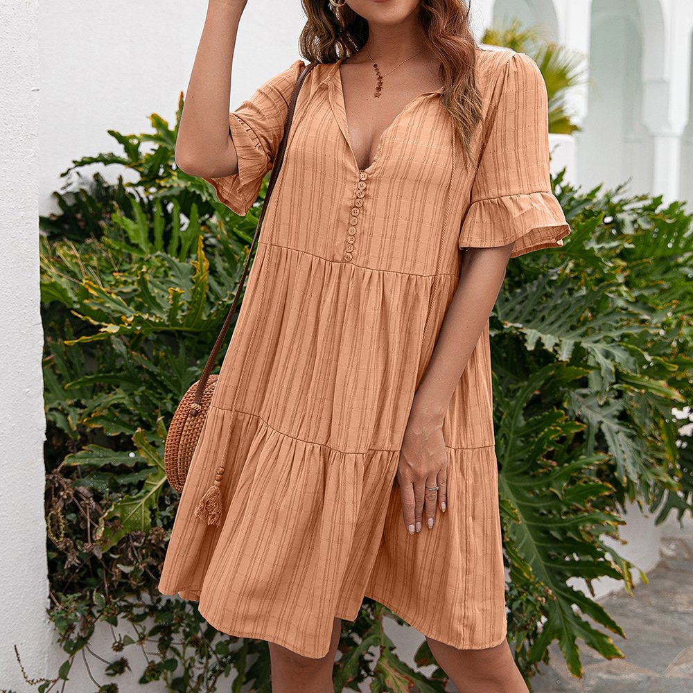 2023 Fashion V-Neck Short-Sleeved Women'S Dress Plus-Size Women'S Casual Products