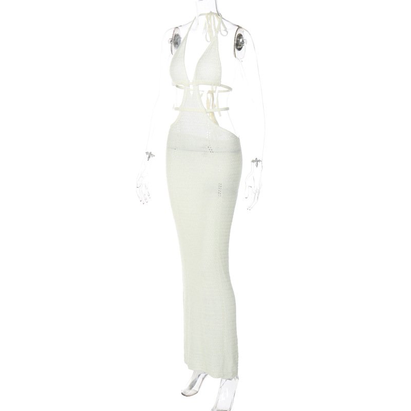 L31146 - ladies summer new fashion sexy backless knitted long elegant dresses