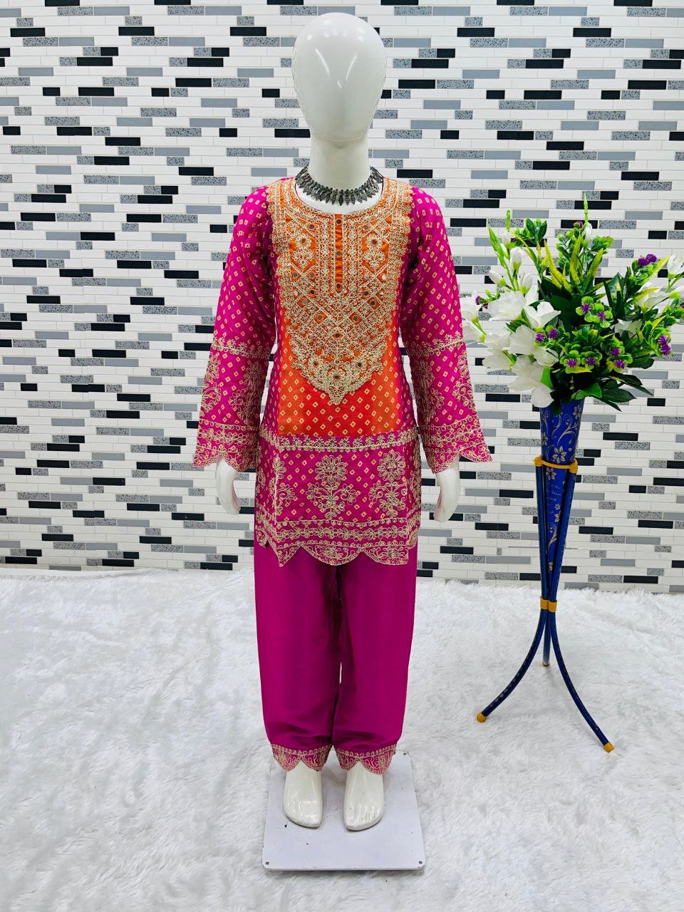 Best Quality Low Price Kids Girls Special BIRTHDAY PARTY Cotton And Silk Pakistani Work Indian Dresses Semi Stitched