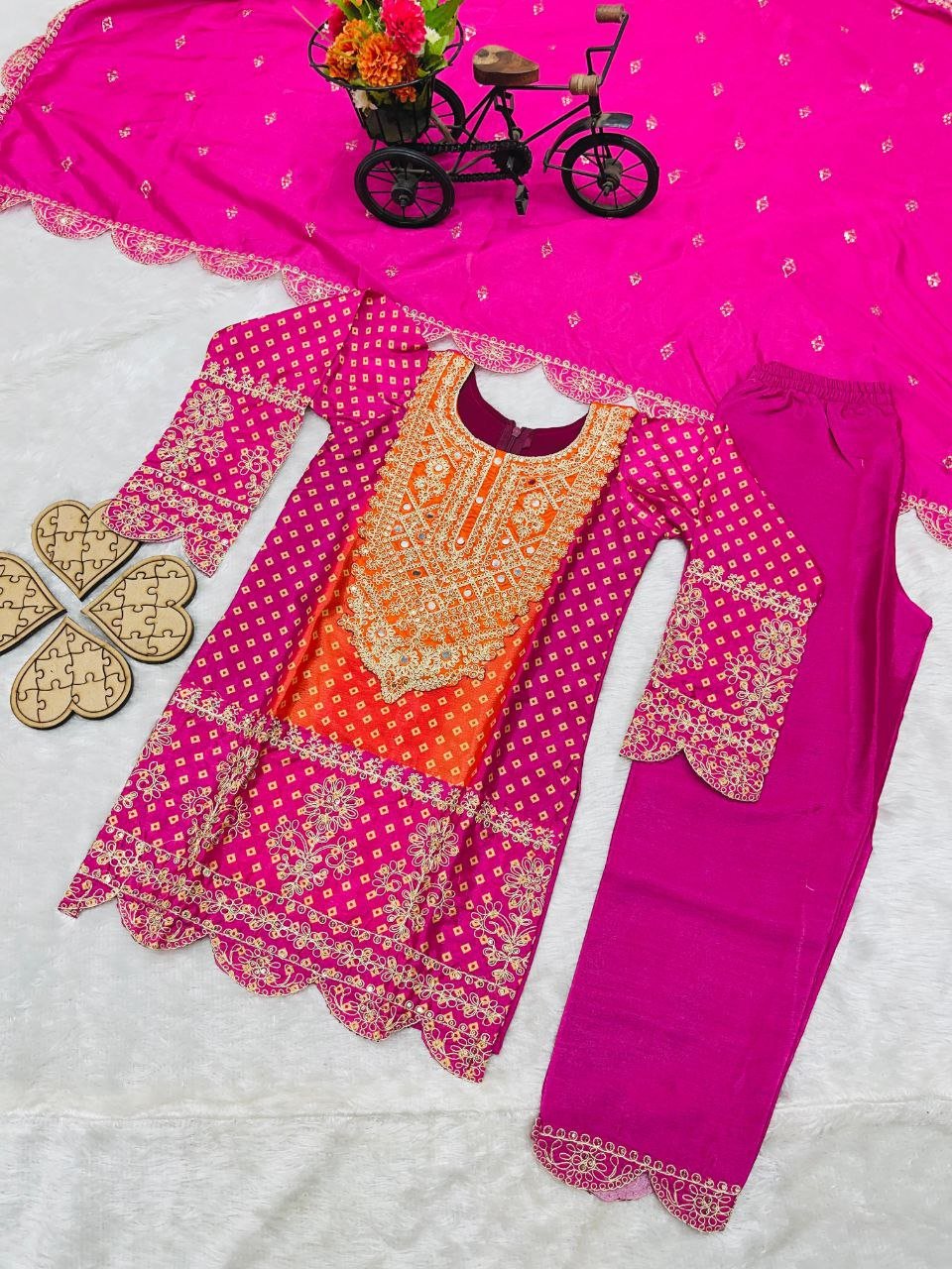 Best Quality Low Price Kids Girls Special BIRTHDAY PARTY Cotton And Silk Pakistani Work Indian Dresses Semi Stitched