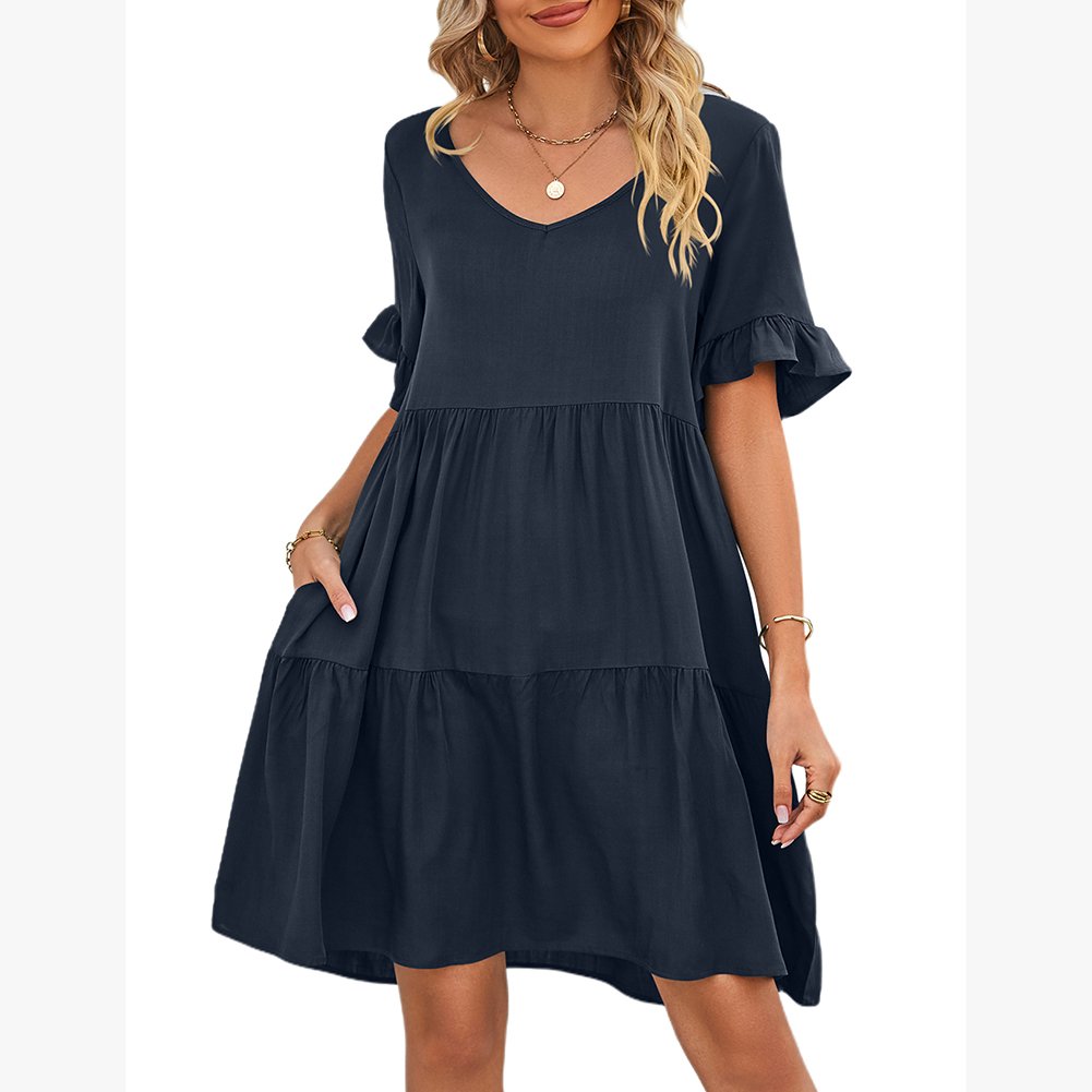 New Arrivals Summer Layered Loose Designer Woman Casual Dresses Elegante for Teenage Girls