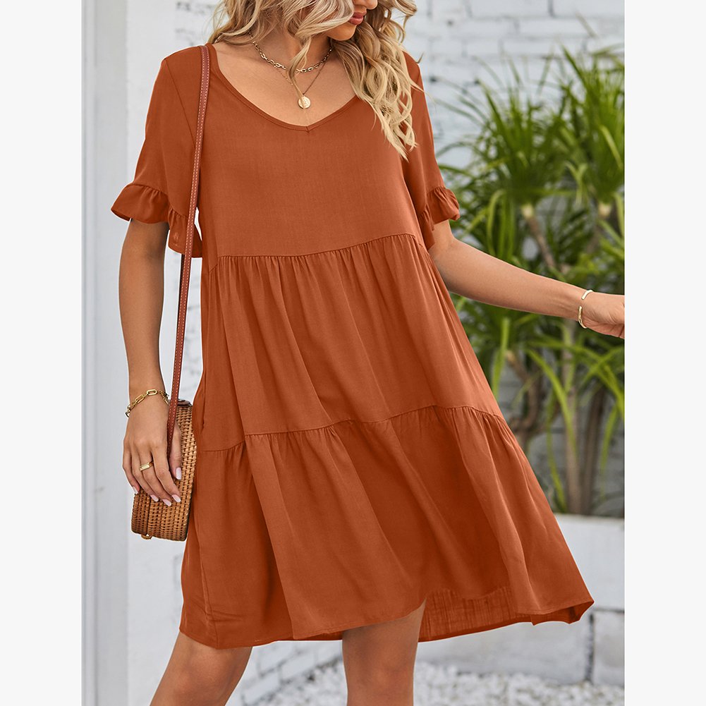 New Arrivals Summer Layered Loose Designer Woman Casual Dresses Elegante for Teenage Girls