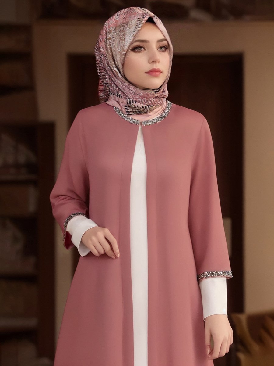 Newest fashion 2023 Muslim women blouse custom casual lady dress elegant long sleeve elegant beading office lady blouse