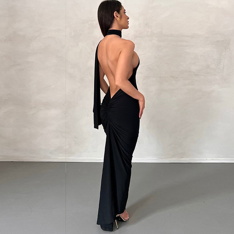Liu Ming Summer 2024 Women Casual Sleeveless Long Backless Maxi Dress