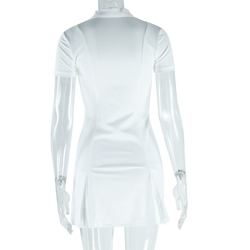 FS14806D women's sexy short sleeve zipper casual dress