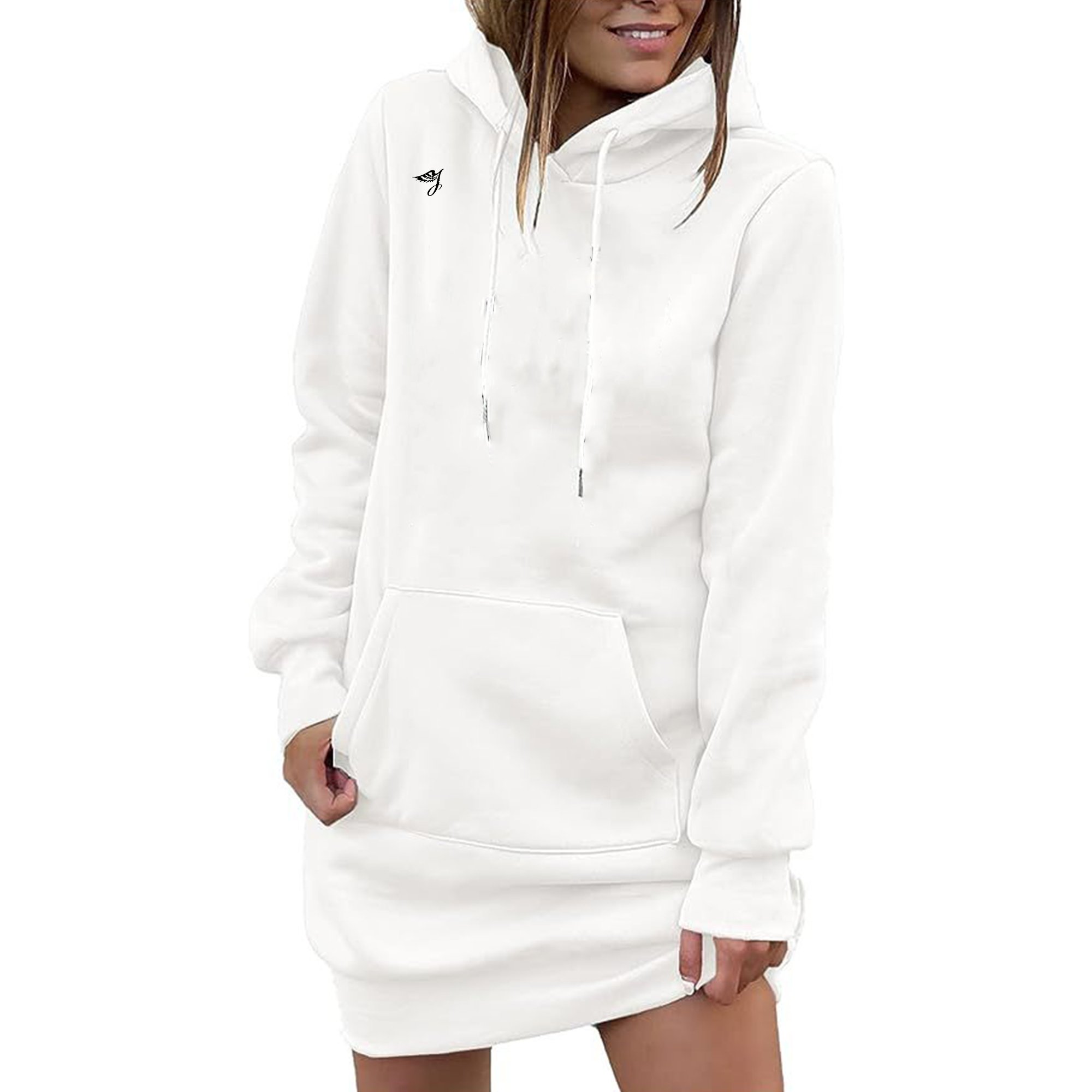 Oem Custom Printed Logo Fashion Elegant Ladies Hoodies Dress For Womens Drop Shoulder Women Graphic Sweatshirt Casual Dresses
