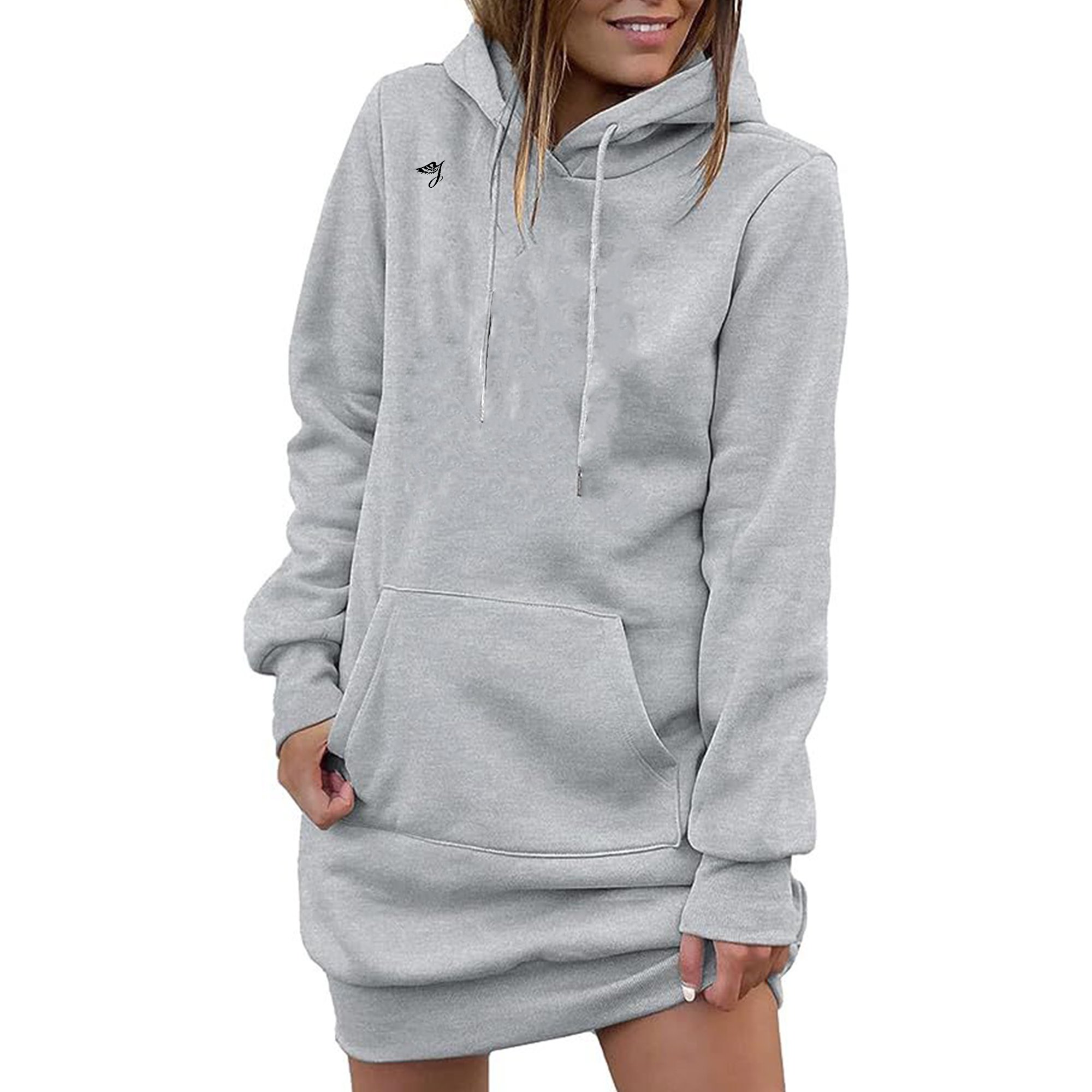 Oem Custom Printed Logo Fashion Elegant Ladies Hoodies Dress For Womens Drop Shoulder Women Graphic Sweatshirt Casual Dresses