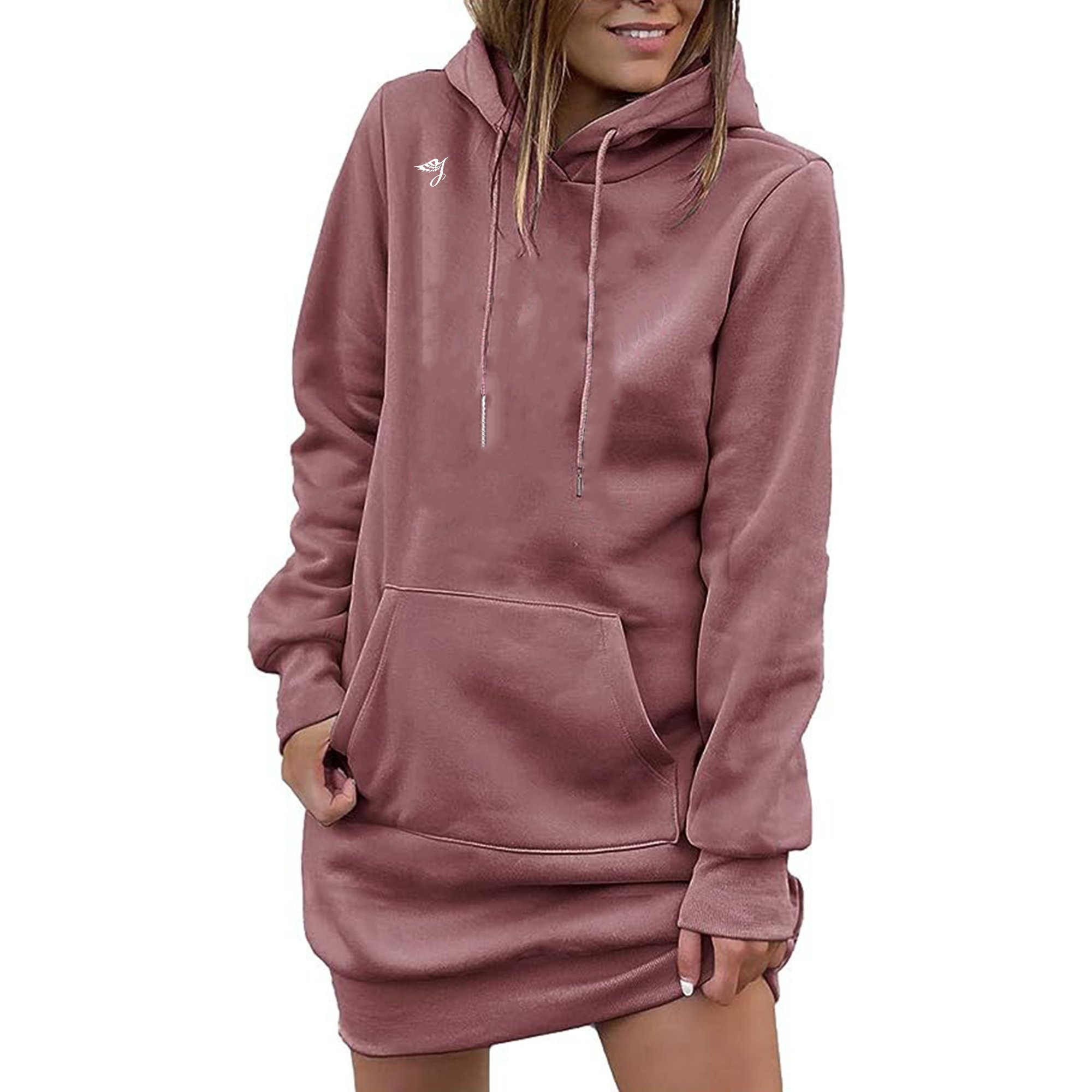 Oem Custom Printed Logo Fashion Elegant Ladies Hoodies Dress For Womens Drop Shoulder Women Graphic Sweatshirt Casual Dresses