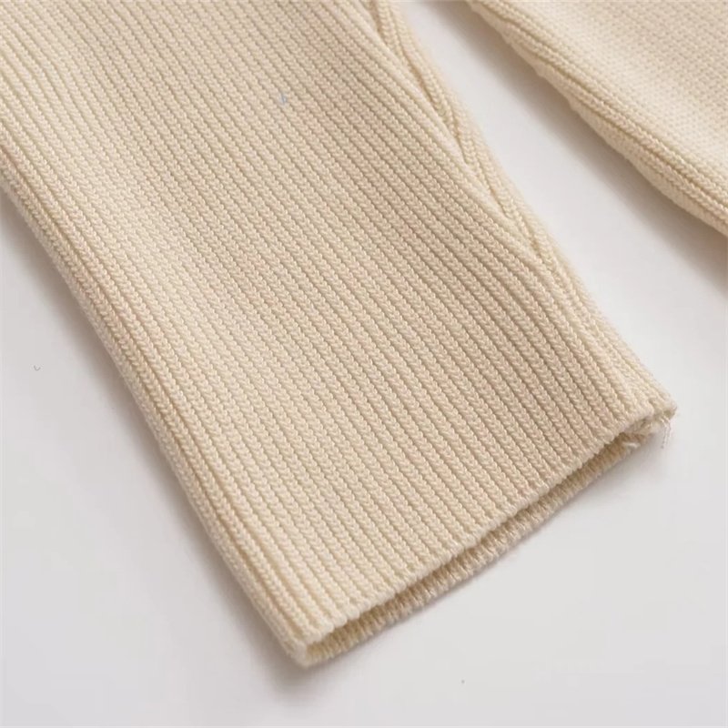TAOP&ZA 2023 New Fashion Casual Asymmetric Collar Single Long Sleeve Solid Color Slim Slit Elegant Knitted Dress