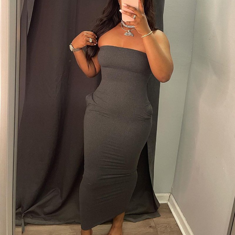 YIWU QIUDUN Summer New Fashion Sexy Side Pocket Bag Hip Sexy Women Clothing Casual Dress