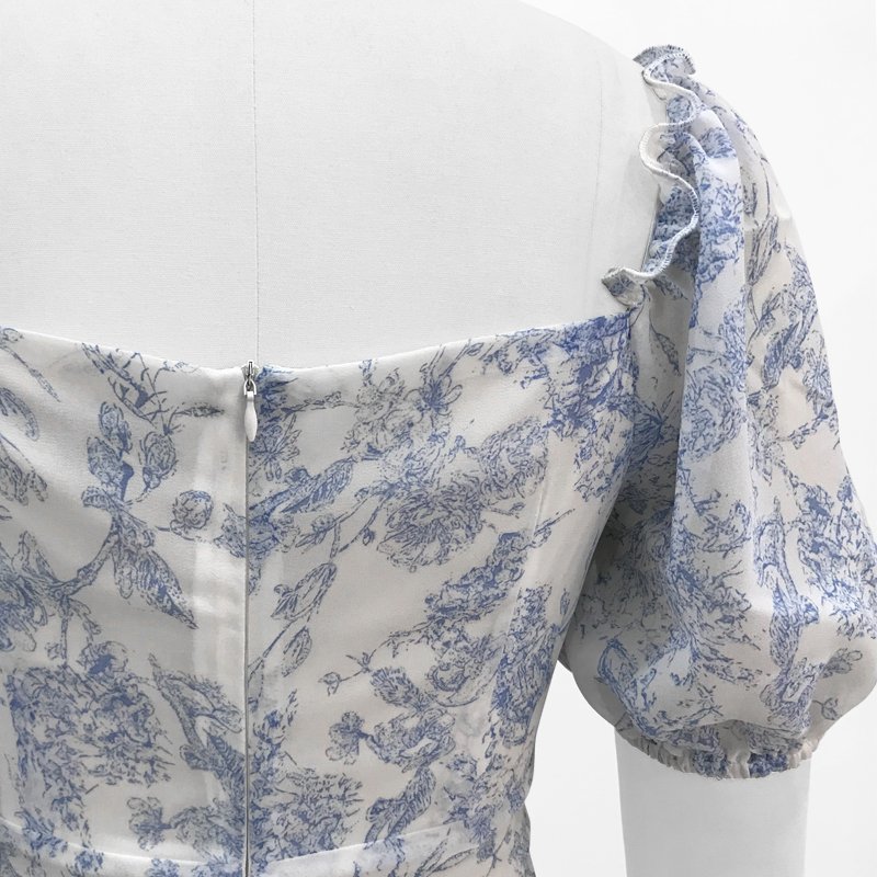 Autumn Blue Nature Tighten The Waist Long Sleeves Polyester European Casual Dress