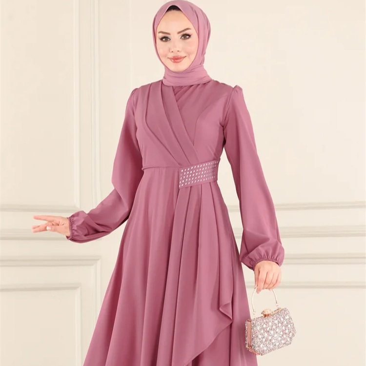 MOTIVE FORCE Made in China muslim fashion abaya dubai kaftan dress designs crew neck casual dresses for muslim women