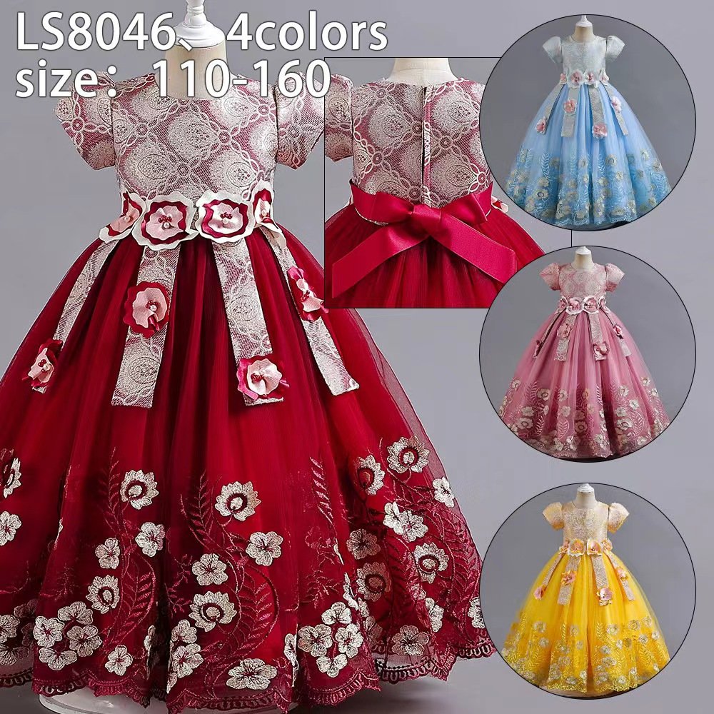 2024 Kids Children Prom Gown Wedding Party Dresses Evening Formal Dress Clothing Girls Princess Christmas Flower Birthday Dress