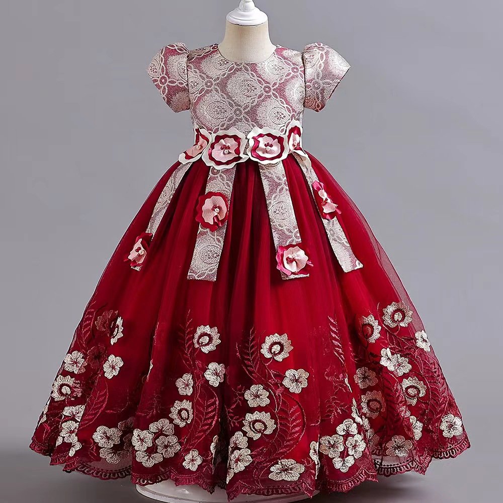 2024 Kids Children Prom Gown Wedding Party Dresses Evening Formal Dress Clothing Girls Princess Christmas Flower Birthday Dress