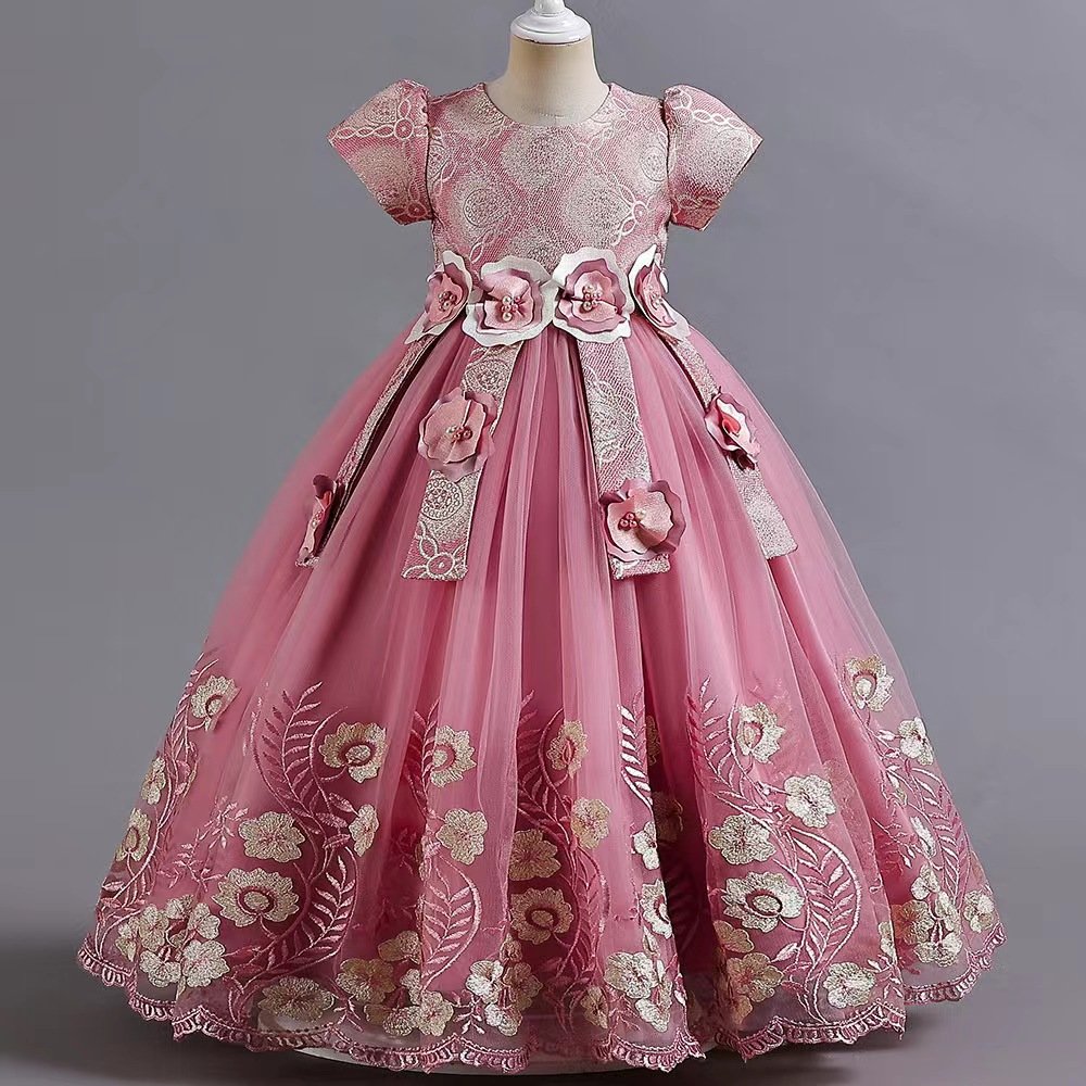 2024 Kids Children Prom Gown Wedding Party Dresses Evening Formal Dress Clothing Girls Princess Christmas Flower Birthday Dress