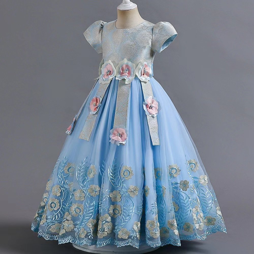 2024 Kids Children Prom Gown Wedding Party Dresses Evening Formal Dress Clothing Girls Princess Christmas Flower Birthday Dress