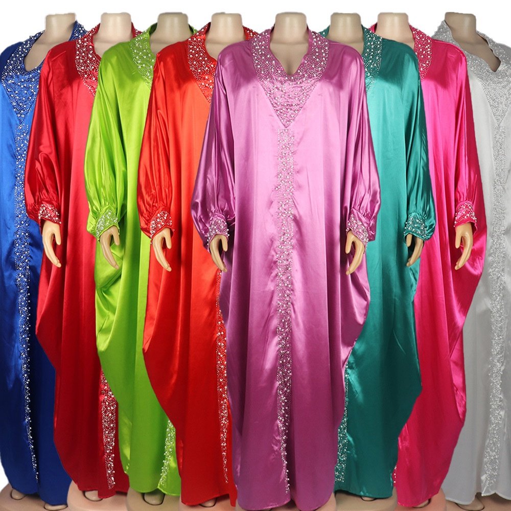 Turkish beaded silk dresses women church dresses ladies muslim dress for women casual