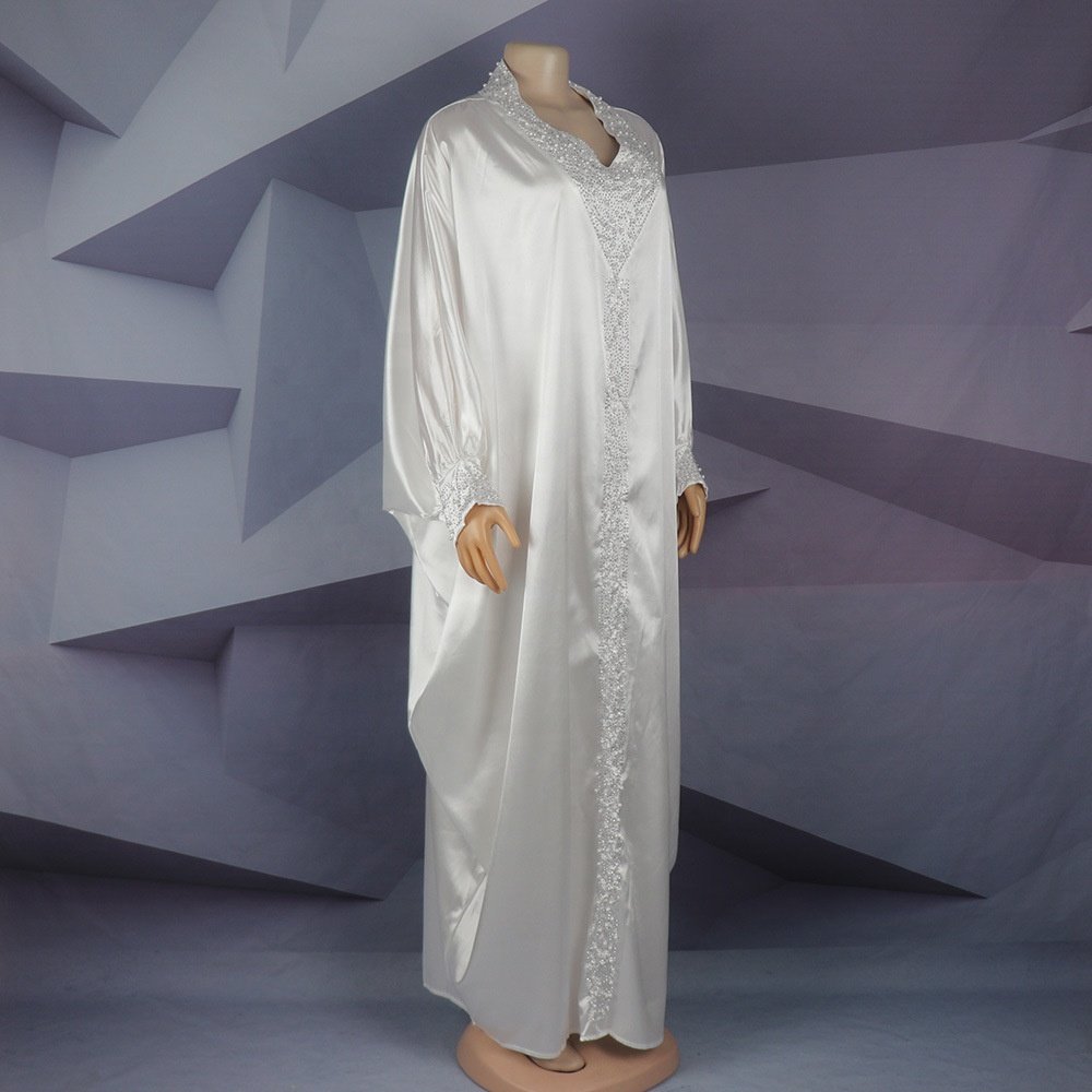 Turkish beaded silk dresses women church dresses ladies muslim dress for women casual