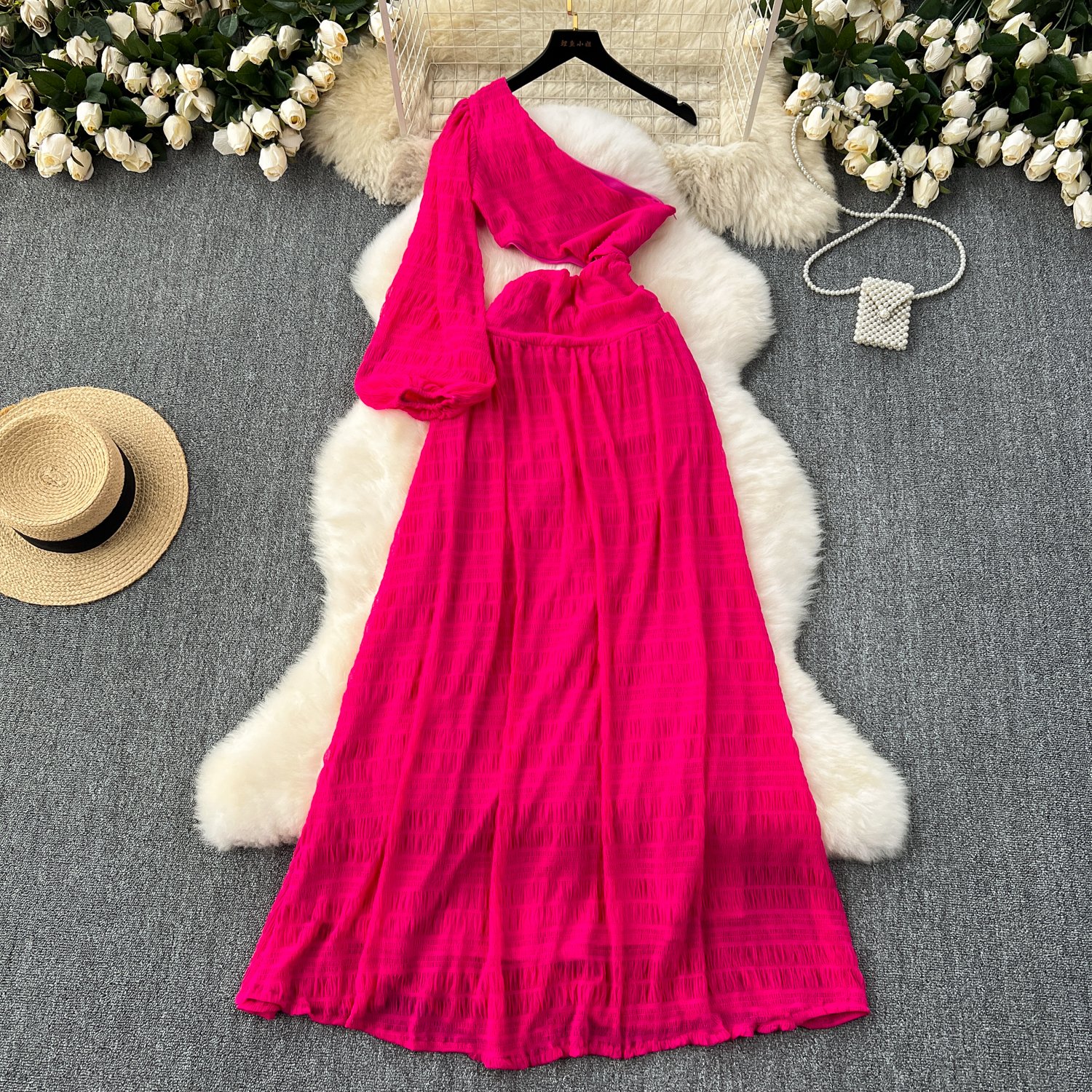 Sexy Slit Tunic Casual Dress For Women Hollow Out Lace Dress