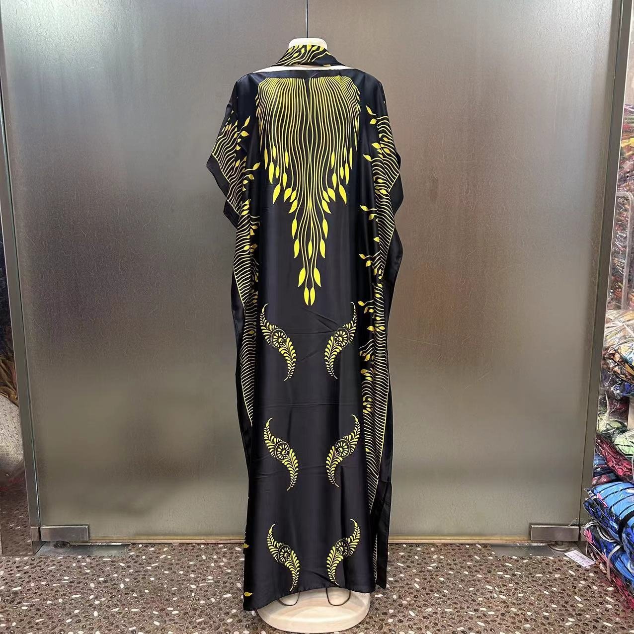 New Fashion Summer Style African Silk Print Dress for Adults Casual Heavy Industry Women's Loose Dress Hot Stamped