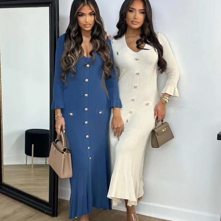 PASUXI 2024 New Arrival Women Casual Long Tube Top Dress Solid Color Backless Tight Fitting Dresses Women