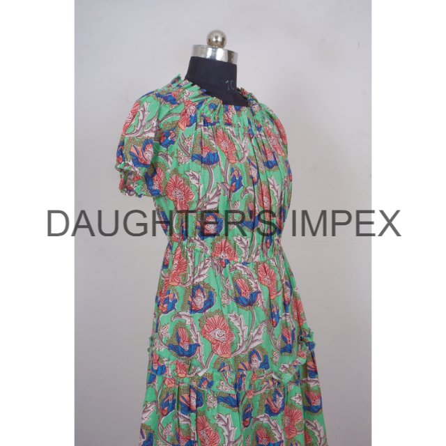 Cotton dresses women long maxi high quality summer dresses Hand Block Printed Women's Abstract Pattern Summer Dress For Summer