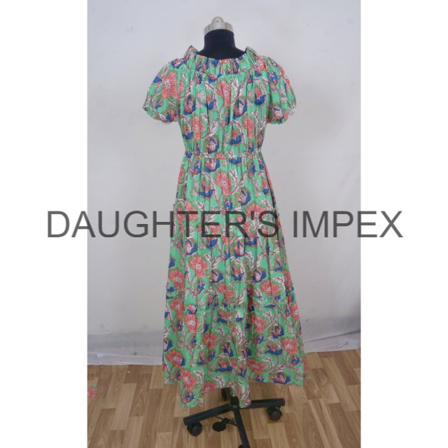 Cotton dresses women long maxi high quality summer dresses Hand Block Printed Women's Abstract Pattern Summer Dress For Summer