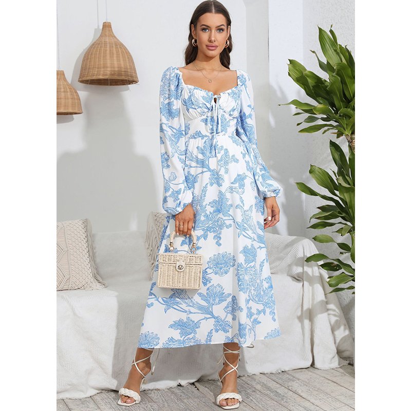Fashion Ladies Long Summer Floral Dress Women Clothing Casual Dresses Women's Maxi Dresses