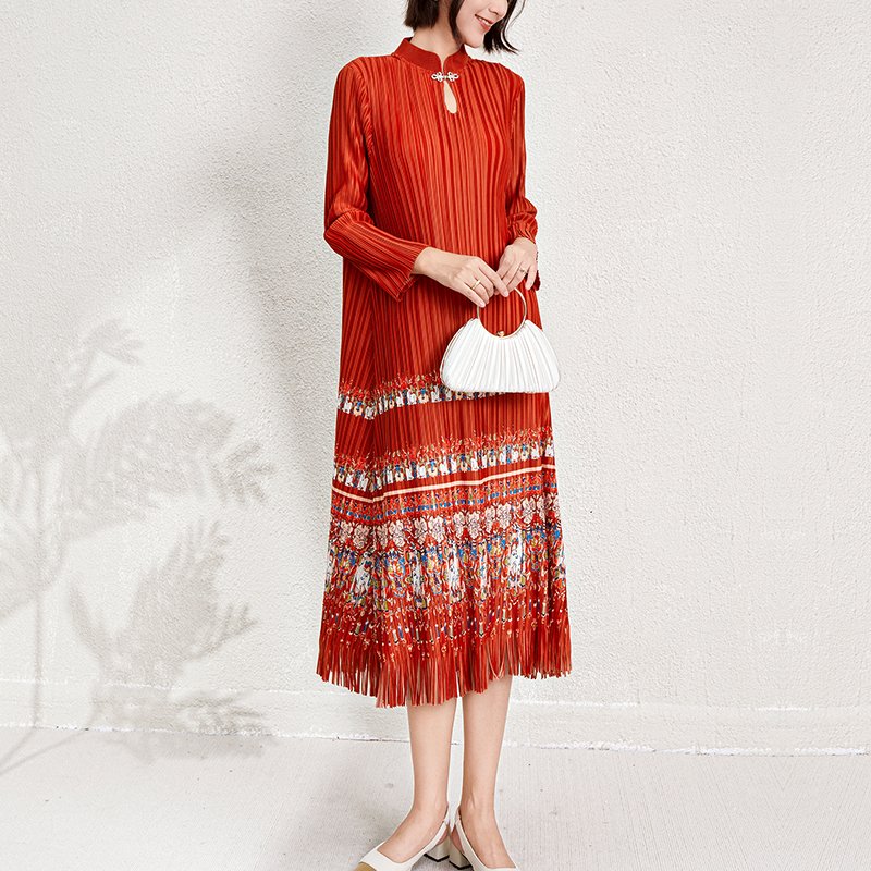 Ladies Dresses 2024 Elegant Casual Dresses Miyake Pleated Dresses