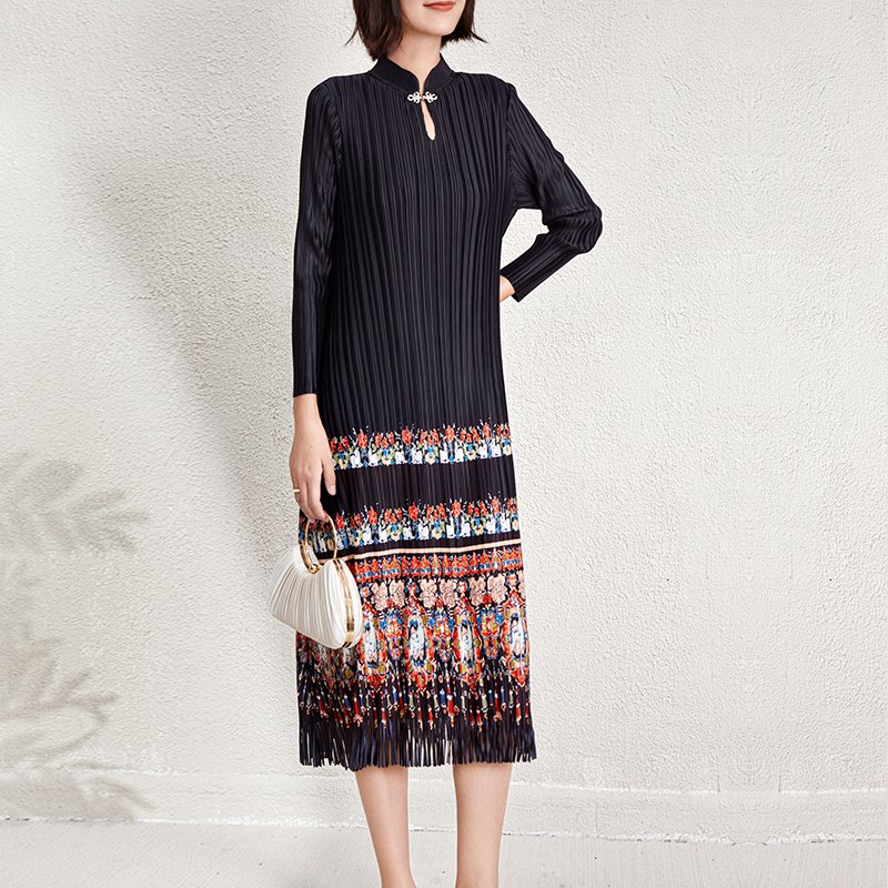 Ladies Dresses 2024 Elegant Casual Dresses Miyake Pleated Dresses