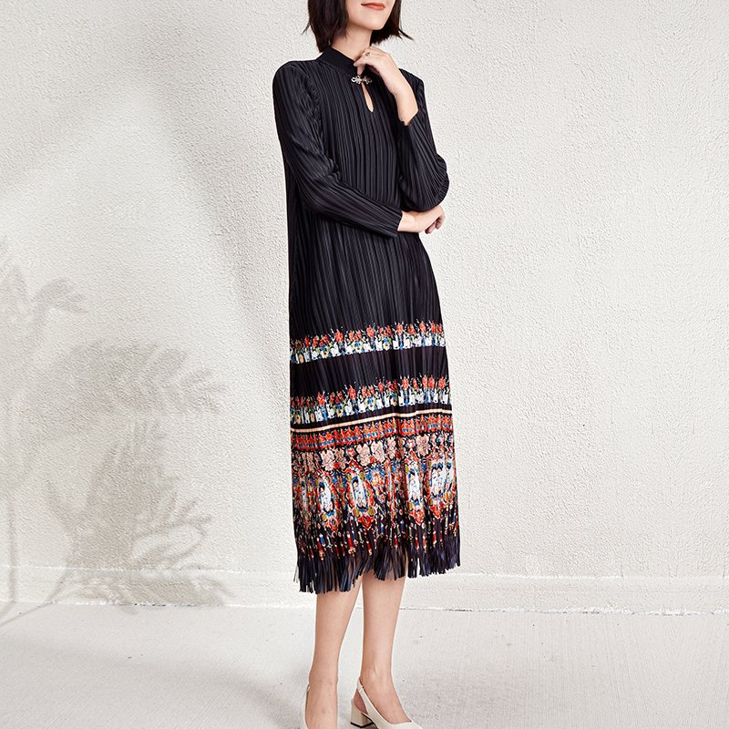 Ladies Dresses 2024 Elegant Casual Dresses Miyake Pleated Dresses