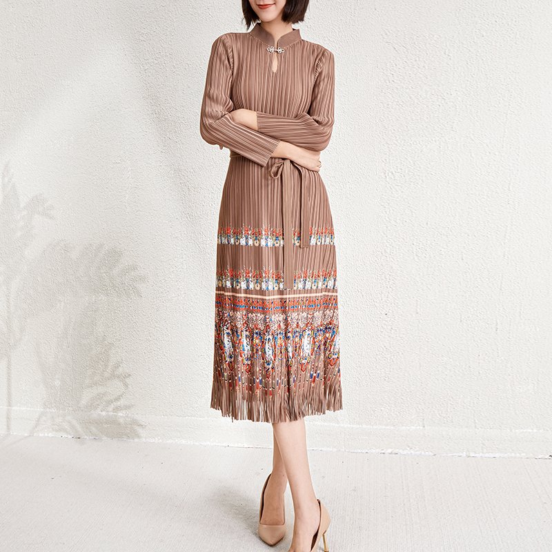 Ladies Dresses 2024 Elegant Casual Dresses Miyake Pleated Dresses
