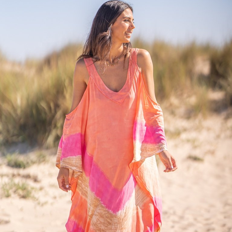 Tropical Paradise New summer collection of 2023 long stylish Tie Dye Batik kaftan Cover Up