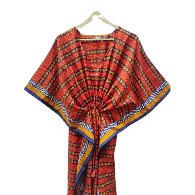 Silk Kaftan designer print Abaya Caftan Floral red Kaftan Beach Gift Maxi Dress Handmade Kaftan for Women Beach Wear