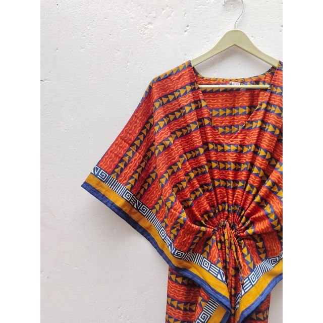 Silk Kaftan designer print Abaya Caftan Floral red Kaftan Beach Gift Maxi Dress Handmade Kaftan for Women Beach Wear