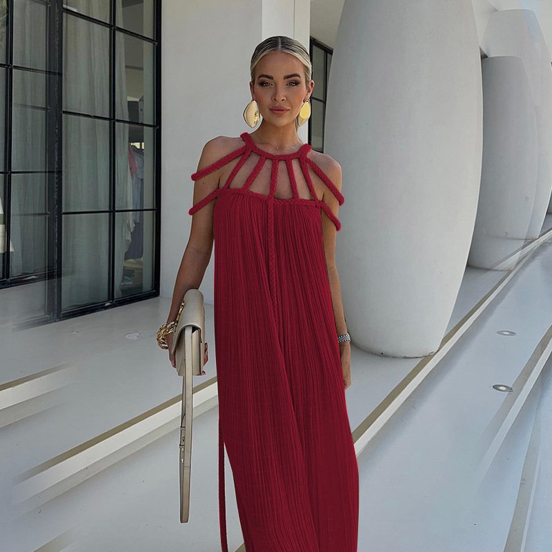 2024 Hot Selling Boho Sexy Camisole Long White Beach Skirt Casual Holiday Womens Boho Dresses For Factory Direct